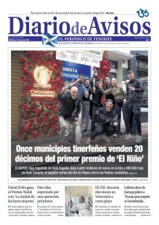 ONCE MUNICIPIOS TINERFEÑOS VENDEN 20 DÉCIMOS DEL PRIMER PREMIO DE ‘EL NIÑO’